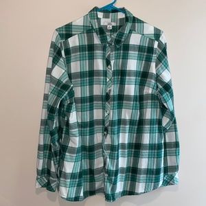 Croft & Barrow XL Green Plaid flannel like button down shirt